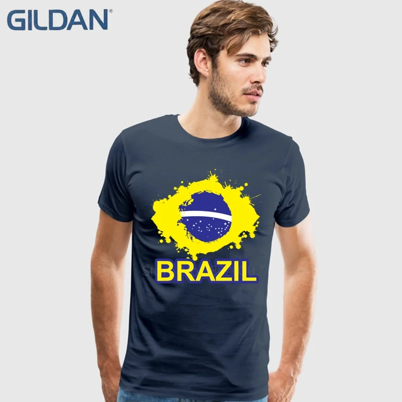 Cool Vintage Brazil Flag T Shirt Men's Short-Sleeve O-Neck Cotton Couple Backing Tshirt | Мужская одежда