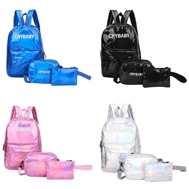 3 шт./компл. письма печатаются Рюкзак Комплект унисекс уличный стиль Голограмма