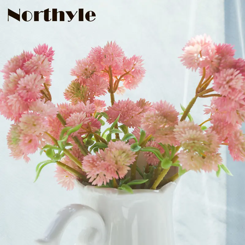 

Northyle Soft Plastic Sedum Cluster Succulent Spray - 13.39" Tall Real Touch Artificial Plant DIY Home Decoration Tropical