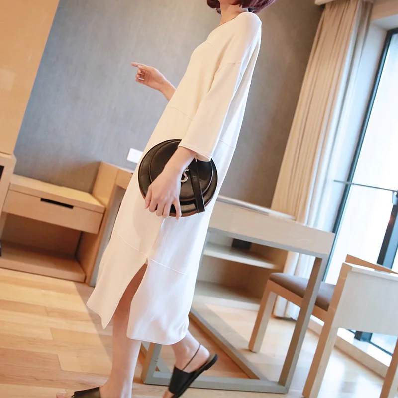 Женское трикотажное платье LANMREM свободное большого размера с рукавом три