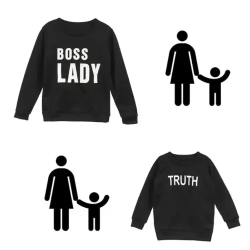 Pudcoco Family Matching Clothes Autumn Winter Sweatshirt Mother And Son Velvet Letter Long Sleeve Outwear Tops |