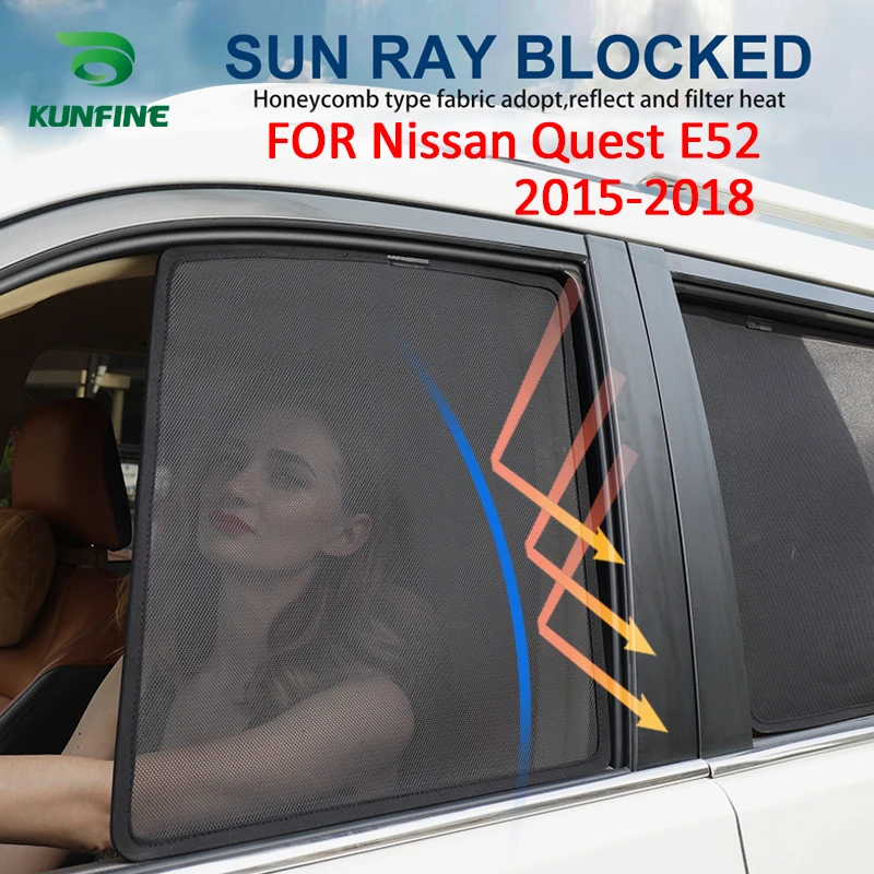 

4 шт./компл. магнитные Автомобильные Боковые окна солнцезащитные сетчатые затеняющие шторы для Nissan Quest E52 2015 2016 2017 автомобильные окна черные