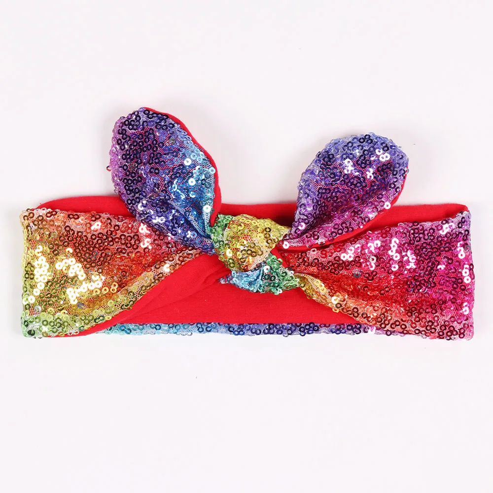 

Girls Sequin Rabbit Headbands Baby Fashion Sparkle Hair Decoration School Kids Soft Cotton Glitter Hair Bands