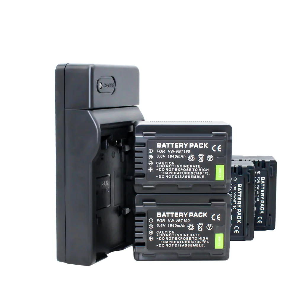 Литиевая батарея (4-Pack) + USB зарядное устройство для Panasonic HC-V770K HC-WXF991K HC-W580K HC-VX981K HC-V180K