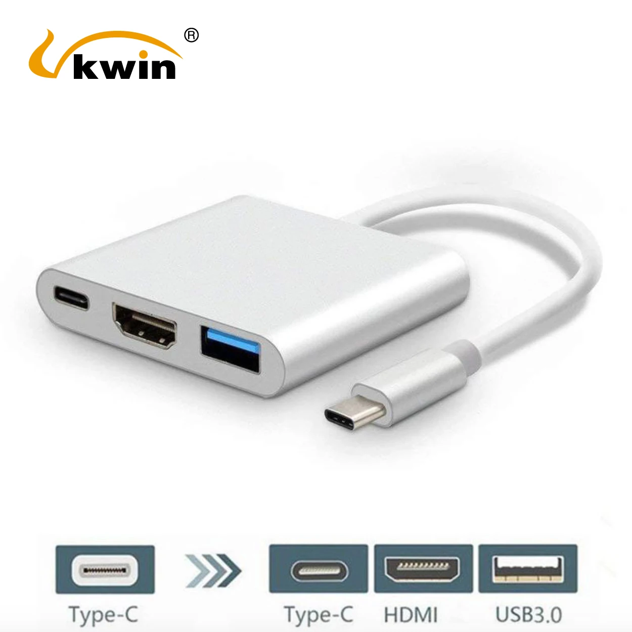 VKWIN USB C к HDMI 4K конвертер 3 1 концентратор Type USB3.0 Женский адаптер PD зарядное