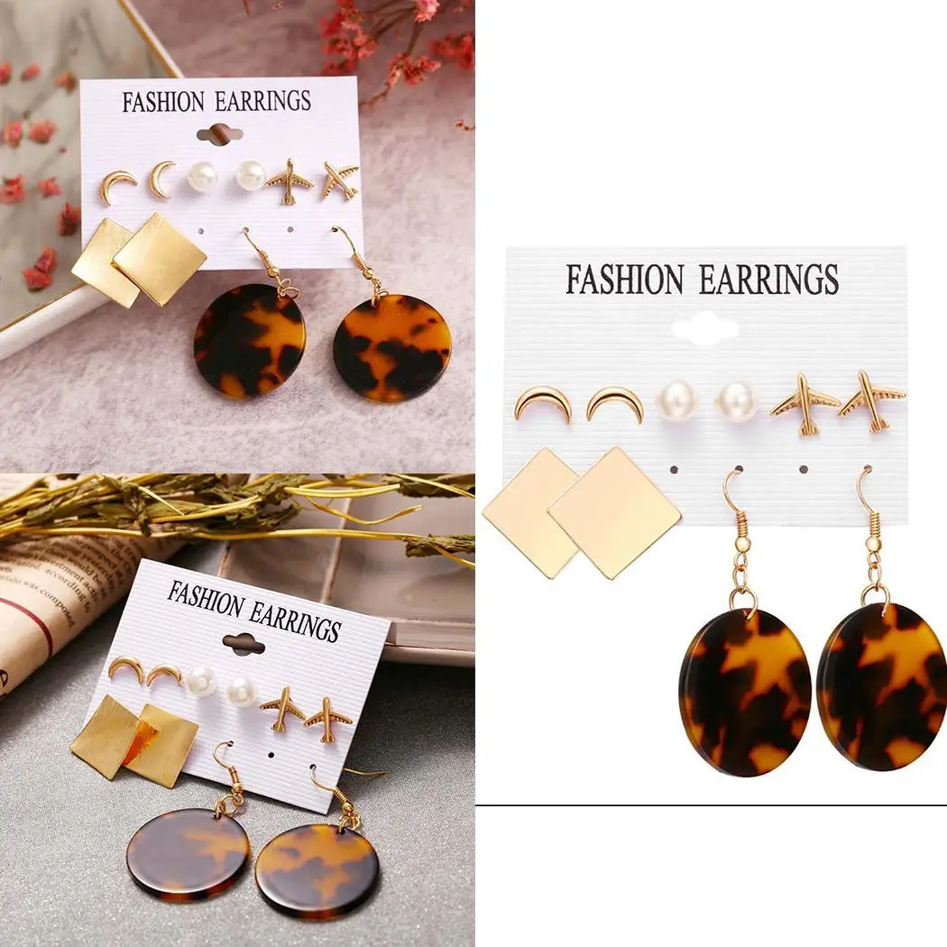 5 пар Женская мода геометрические накладки для ногтей капля как на картинке Нет