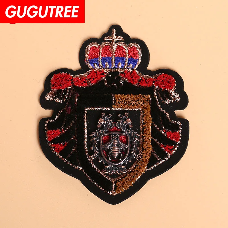 Металлическая нашивка с вышивкой GUGUTREE нашивки Пчелкой короной драконом