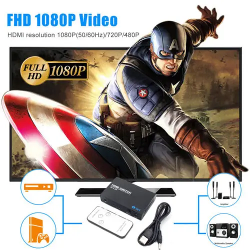 3 порта HDMI 4K переключатель разветвитель концентратор ИК-пульт для HDTV Xbox PS3 PS4