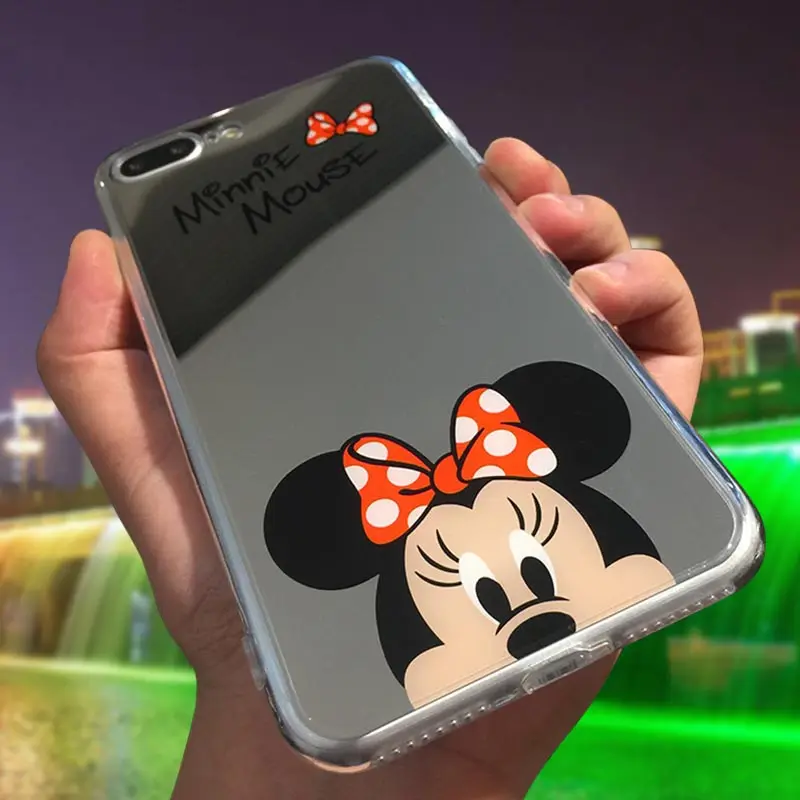 Чехол для телефона iPhone 7 6S 6 5 8 плюс Slim Silicone мультяшное Зеркало Полный Защитная