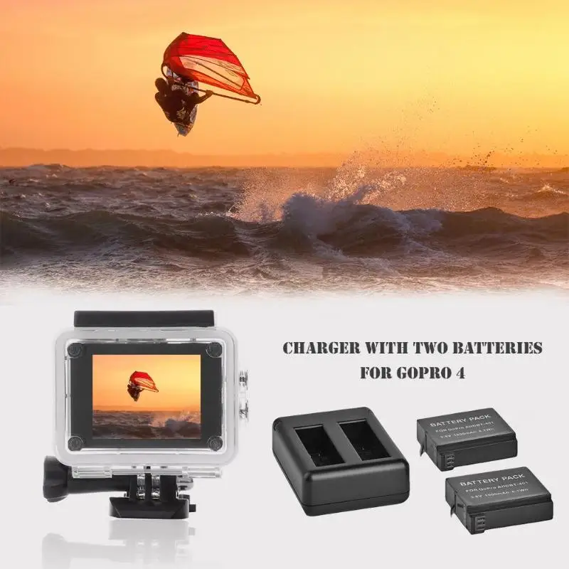 2 шт 3 8 V 1600 mAh AHDBT-401 батареи + двойной порт зарядное устройство для GoPro 4 |
