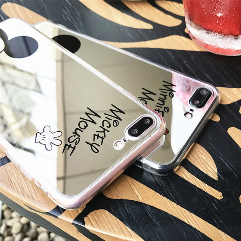 С Микки Маусом Минни Мышь чехол для iPhone 7 зеркало кольцо X XS MAX XR 6 s 8 плюс 5 5S задняя