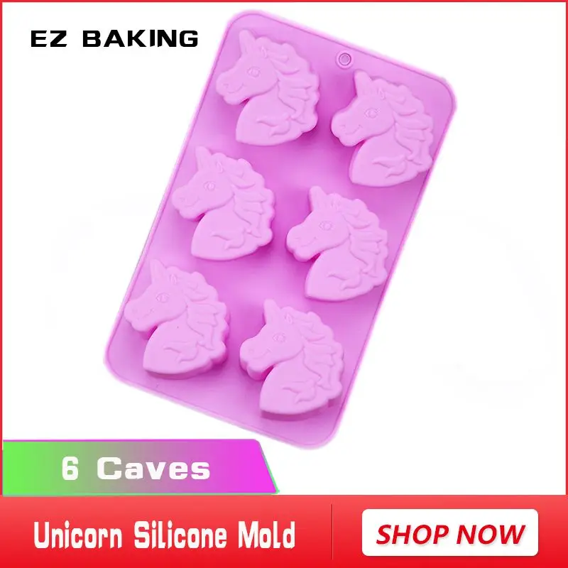 family cake decorating 6 hole unicorn silicone nonstick mold baking design cute horse bakeware free shipping | Дом и сад