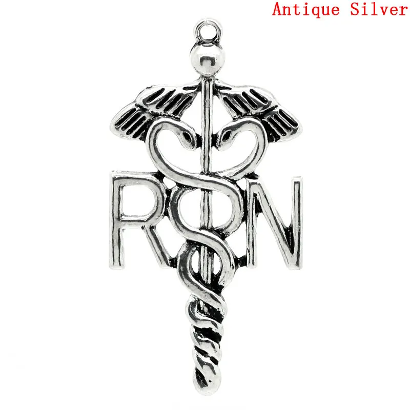 Doreenbeads амулет кулоны Caduceus RN медсестры медицина Исцеление символ змеи серебряный