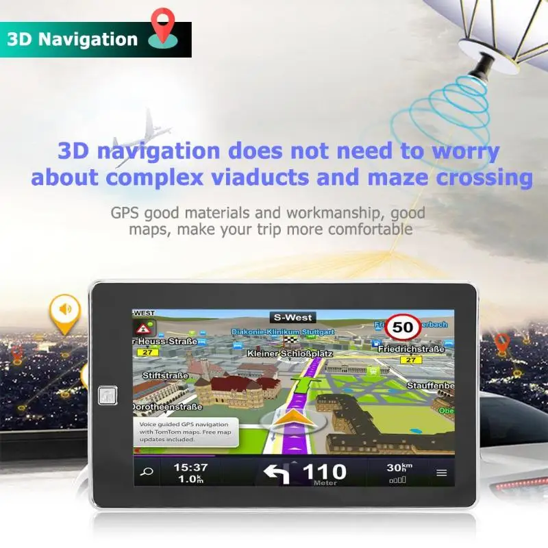 128 м 8 ГБ портативный 7 дюймовый HD Автомобильный GPS навигатор FM Bluetooth AVIN Navitel 2019