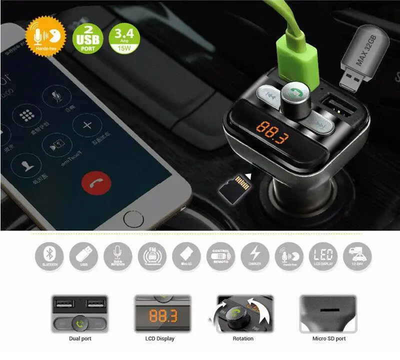 12 24V автомобильный комплект Bluetooth MP3 плеер Handfree вызов беспроводной FM передатчик