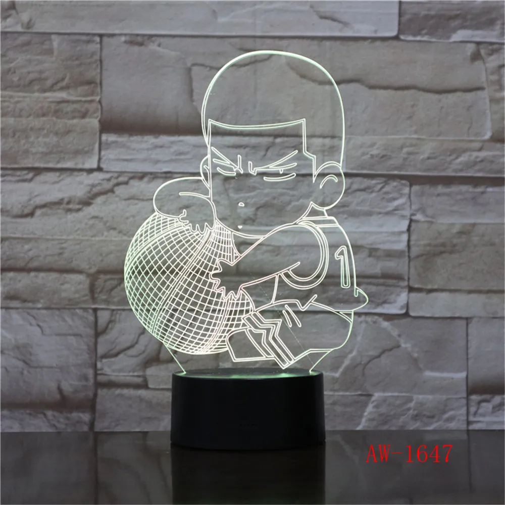 3D Визуальная ночная лампа с баскетболистом на LED-подсветке 7 цветов для дома, стола, вечеринки в баре, декора, подарка для мальчиков, мужчин, детей, AW-1647