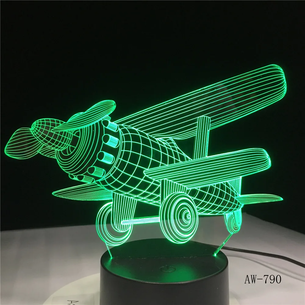 Glider Plane 3D Светодиодная лампа 7 цветов сенсорный выключатель маленький ночник