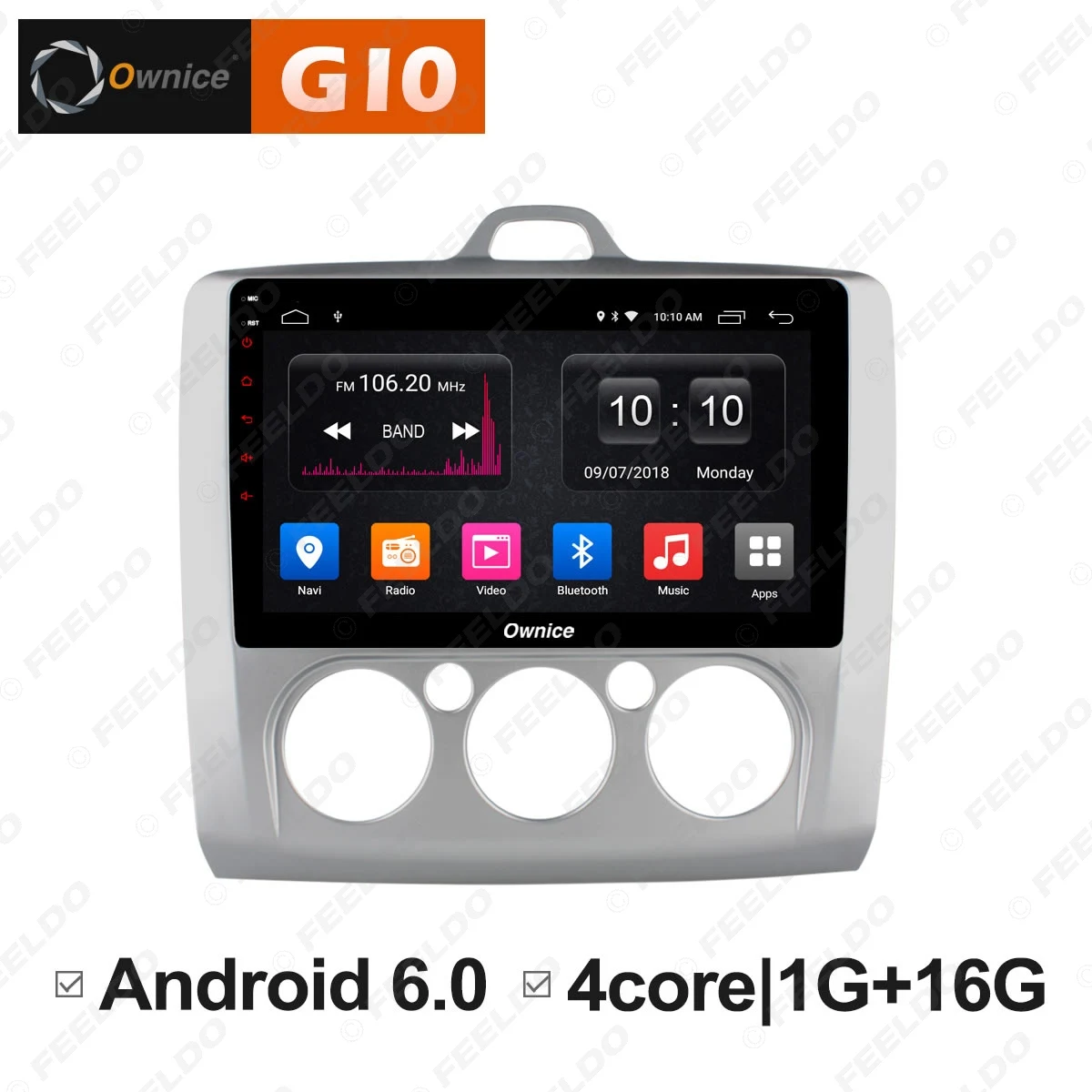 FEELDO 9 &quotAndroid 6 0 4 ядерный/DDR3 1G/16G/поддержка 4G ключ автомобильный медиаплеер с GPS/FM/AM