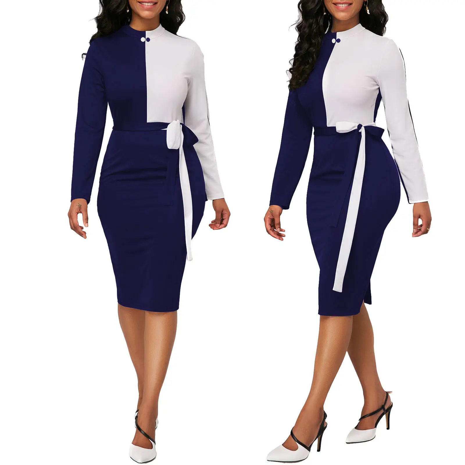 Tsuretobe Мода Bodycon Офис Носите элегантное платье Для женщин Лоскутная повязка