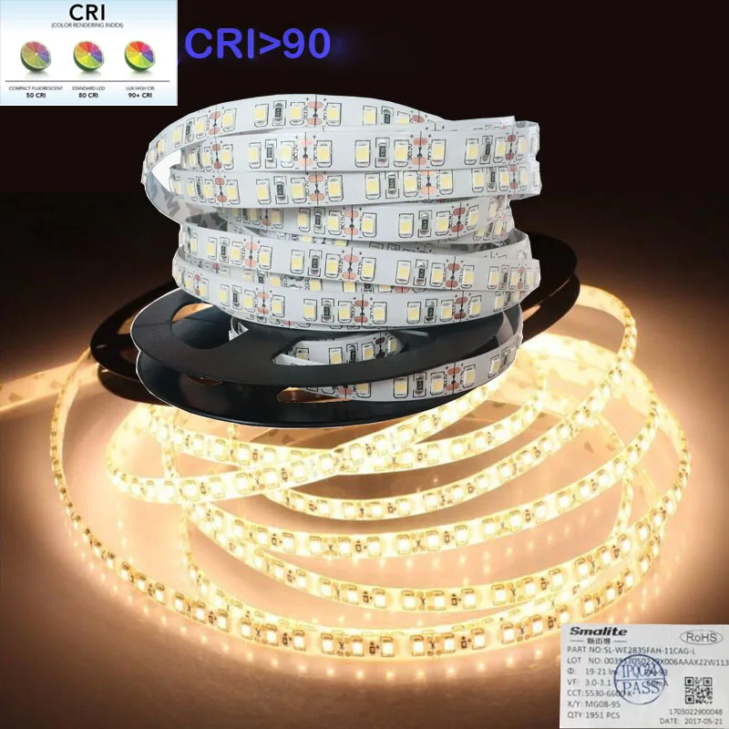 CRI 90+ 24V led strip light white nature warm 14W/m 600LED Of 5m no waterproof 8mm pcb | Освещение