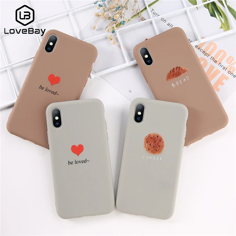 Чехол для телефона Lovebay для iPhone 6 6s 7 8 Plus X XR XS Max Fashion Cartoon Love Heart Cookie Bread Soft TPU.