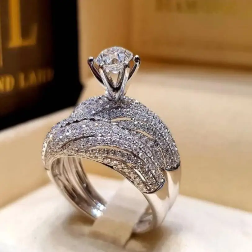 

Винтажное женское белое обручальное кольцо с камнем, популярное нежное изящное модное классическое кольцо, Подарок на годовщину