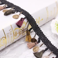 polyester braided lace ribbon vintage tassel trim headdress materials sewing garment home textile embellishment 4 5cm 0 9m 1pc