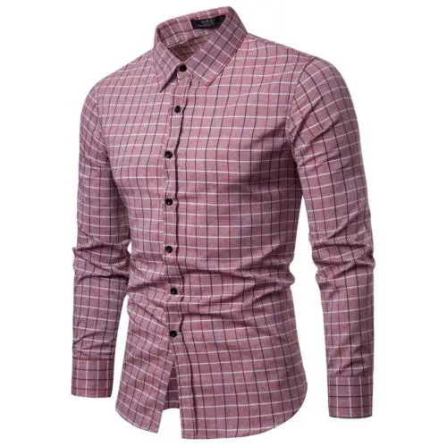 Для мужчин Slim Fit платье с длинными рукавами рубашка повседневное футболки Бизнес