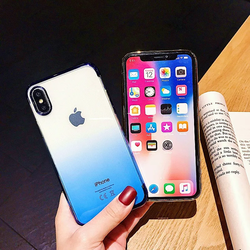 Прозрачный чехол градиентного цвета для iphone X XR XS Max 6 7 8 Plus прозрачный силиконовый