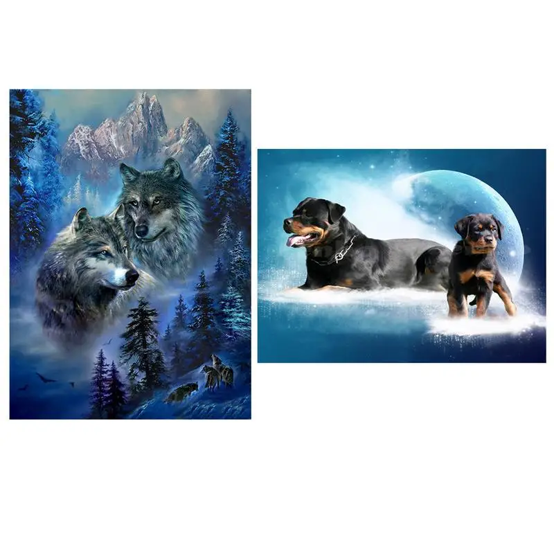 New DIY Diamond Painting Sunset Sunflower Dog Wolf Tiger Pattern Full Modern Home Decoration Living Room Mural Paintings | Дом и сад