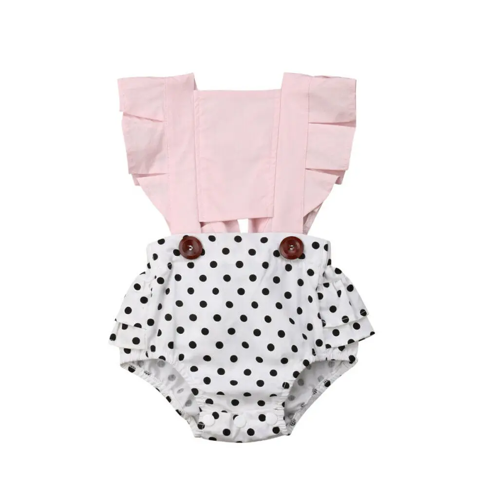 

Newborn Baby Girls Clothes Jumpsuit Bodysuit Outfits Set Summer Sleeveless Floral Dot Bodysuits Backless