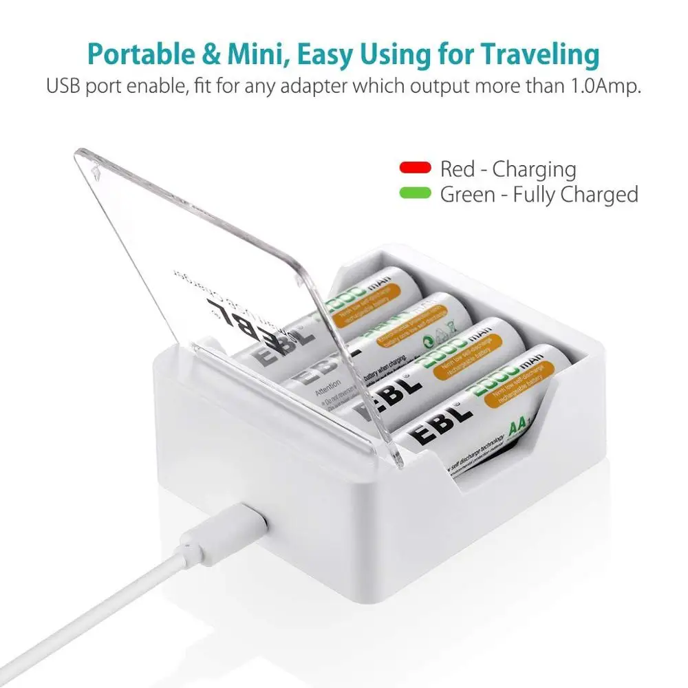 EBL Смарт USB 4 Bay аккумуляторная батарея зарядное устройство для AA AAA Ni MH CD батареи с