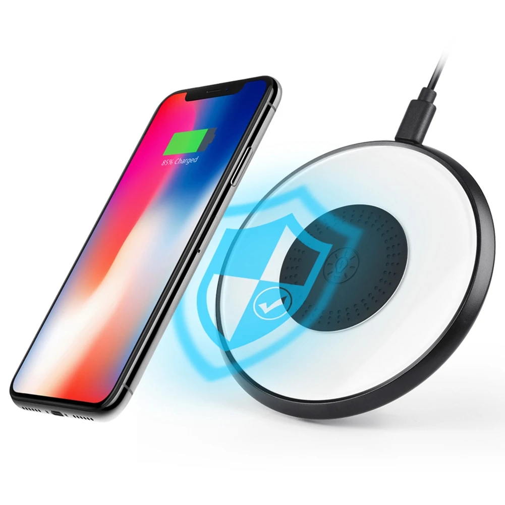 IG 7.5W Беспроводное зарядное устройство силиконовая основа Qi Быстрая зарядка коврик со светодиодный