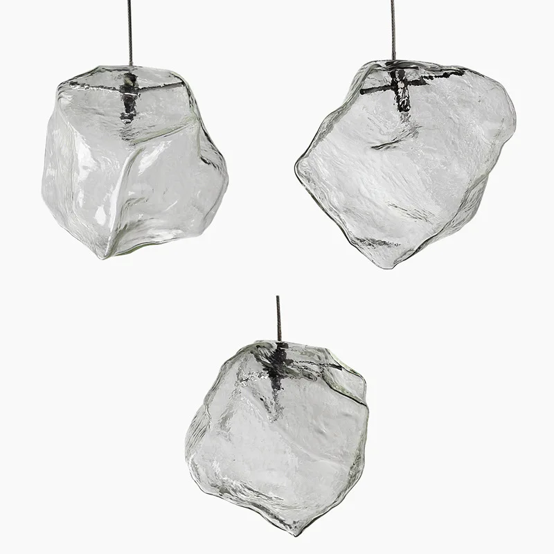 

Simple Modern Ice Crystal Glass Living Room Chandelier Restaurant Bar Dining Room Color Abnormity Stone Chandelier