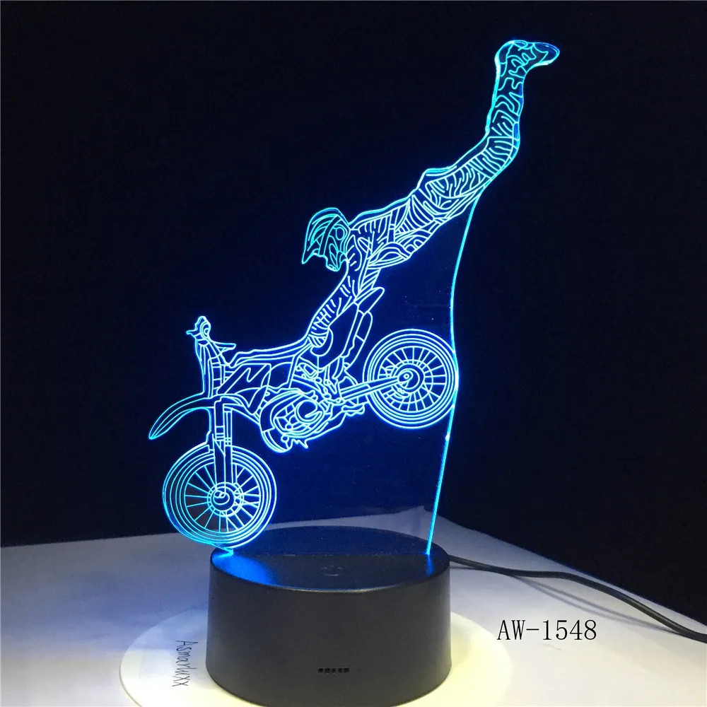 

Dirt Bike Shape LED Night Light Motocross Motorcycle 3D Acrylic LED Table Lamp 7 Color Night Light Touchs RC Lamp AW-1548