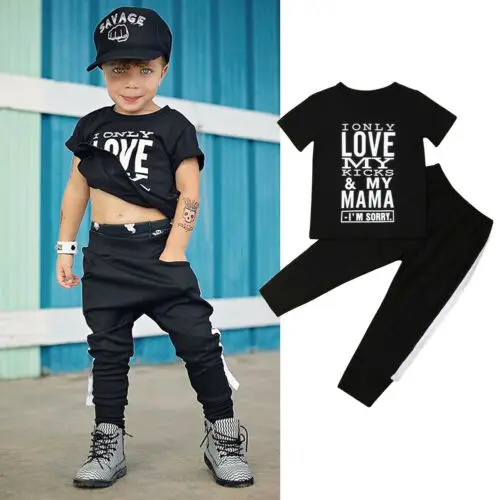 2019 Newest Style 2pcs Toddler Kids Baby Boys Short Sleeve T-shirt Tops Pants Spring Summer Outfits Clothes Set Size 2-7 Years |