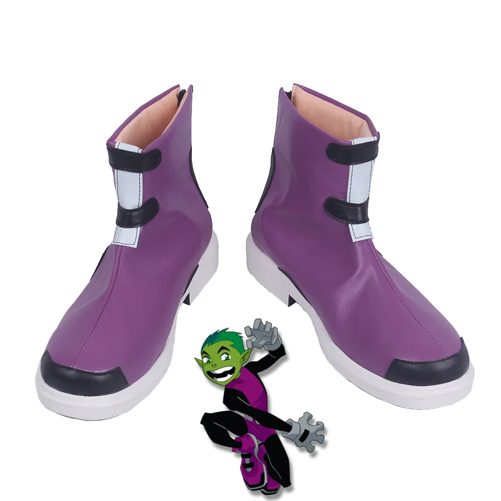 

Young Justice Beast Boy Mark Logan Cosplay Boots Men Purple Shoes