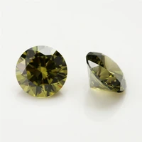 10pcslot 4 020mm round shape loose cz stone olive green color aaaaa cubic zirconia synthetic gems for jewelry diy stone