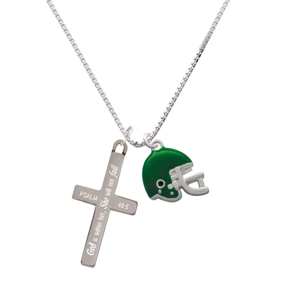 Маленький зеленый футбольный шлем-она не будет падать-крест ожерелье | Украшения