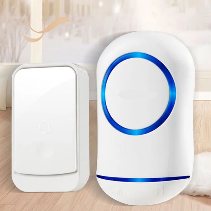 CNIM Hot Waterproof Wireless Doorbell Eu Plug Home Smart Cordless Door Bell Ring Chime 200M Range 1 Button Receiver Led Ligh |