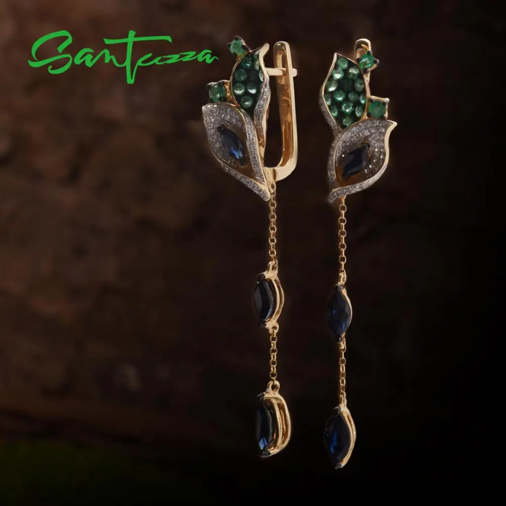 VISTOSO золотые серьги для женщин 14K 585 желтое золото сверкающие бриллианты