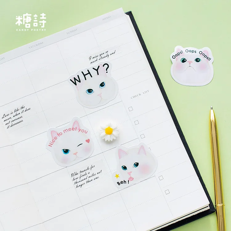 

SIXONE 45 Piece Cartoon Cat Paper Stickers Cute Self Adhesive Notebook Sticker Handbook Photo Album Decorative Seal Sticker DIY