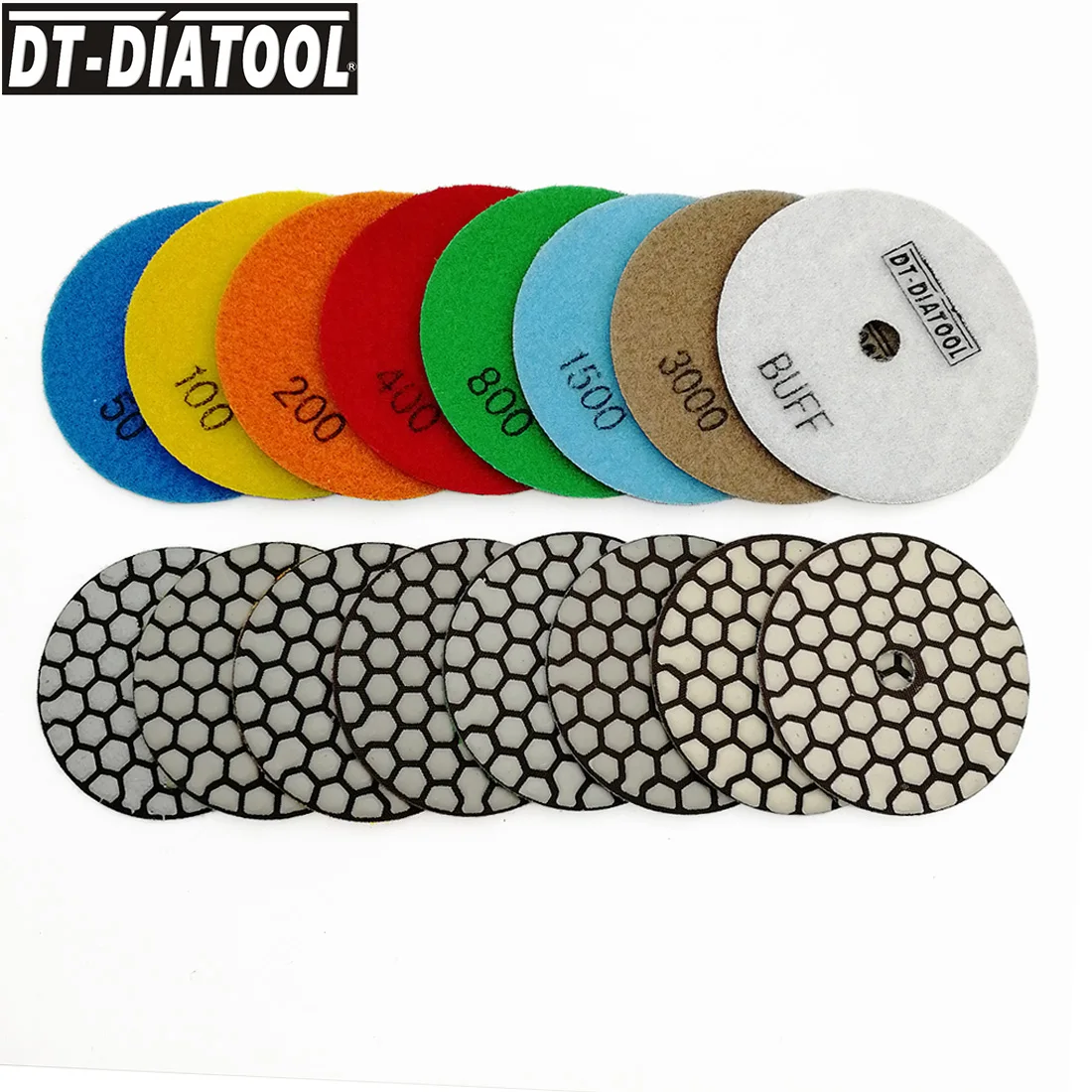 

DT-DIATOOL 8pcs/Set 3"/4" Dry Diamond Polishing Pads Sanding Discs for Granite Marble Concrete Stone Grinding Discs Hand Tools