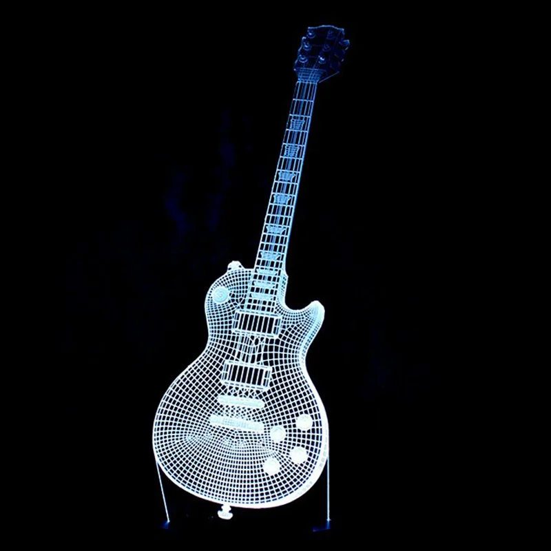 Newest 3D Guitar LED Visual Colorful Usb Press Switch Table Lamp Baby Sleeping Night Light Creative Fashion Music Electric | Лампы и