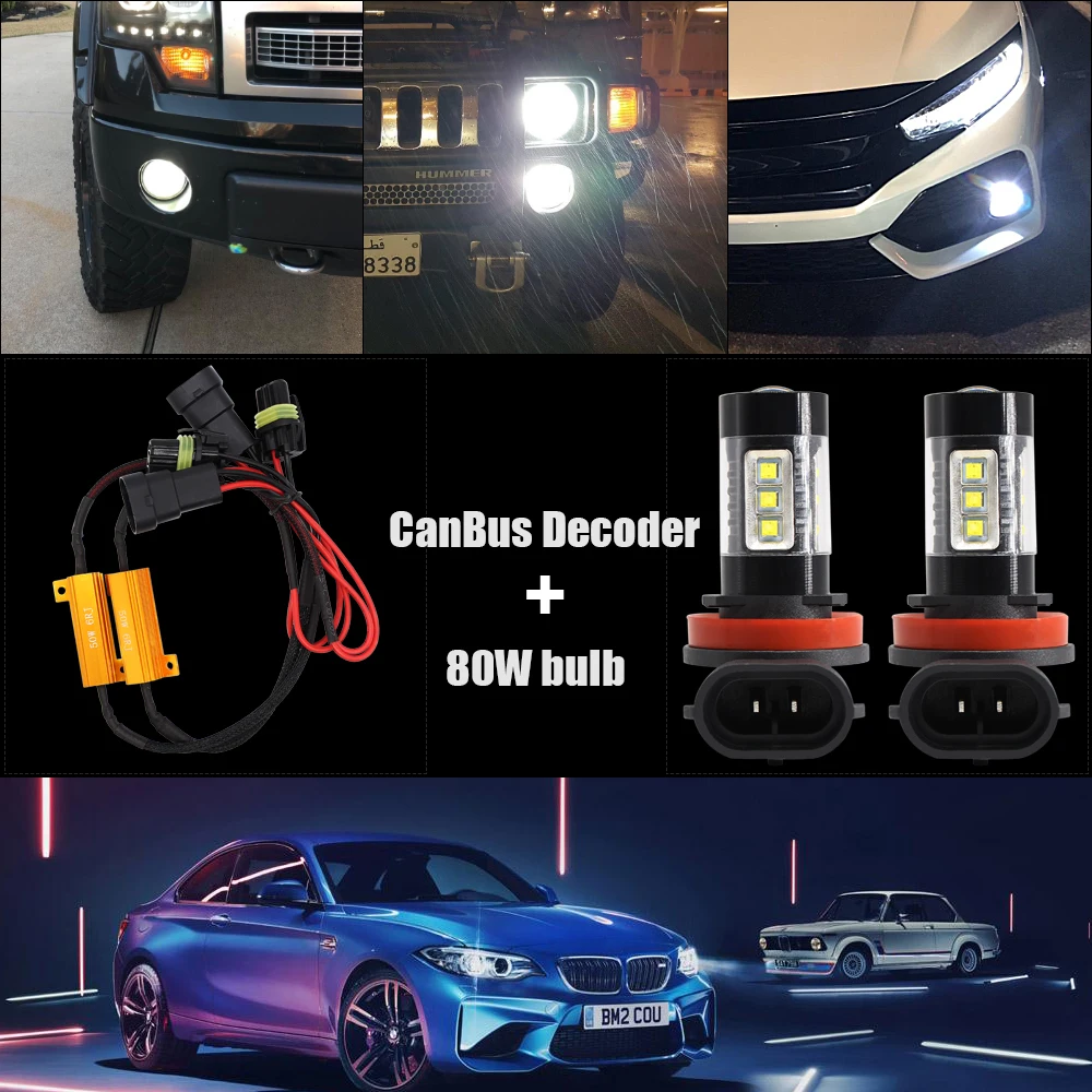 2x Led CanBus H8 H11 Автомобильная противотуманная фара 9005 HB3 9006 HB4 сигнальная лампа