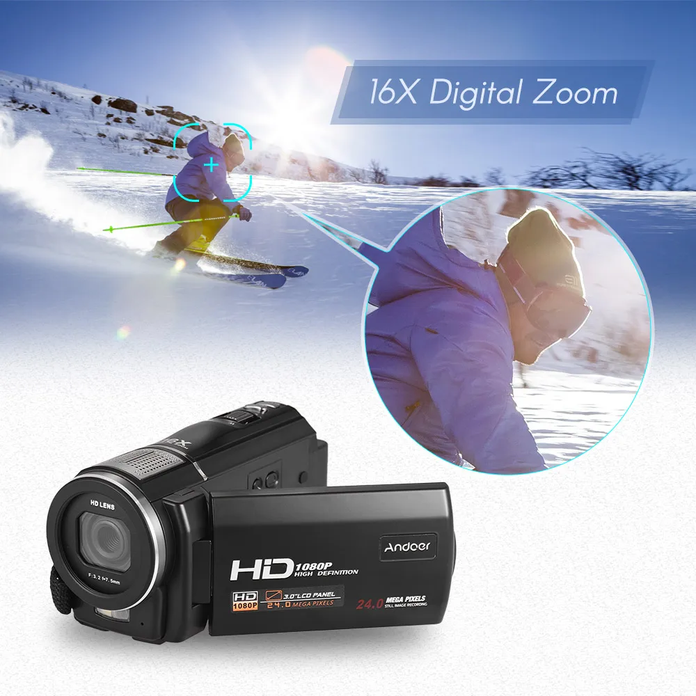 Andoer HDV F5 24MP 16X цифровой зум 3 0 дюймов ЖК сенсорный экран 1080P Цифровая видеокамера DV
