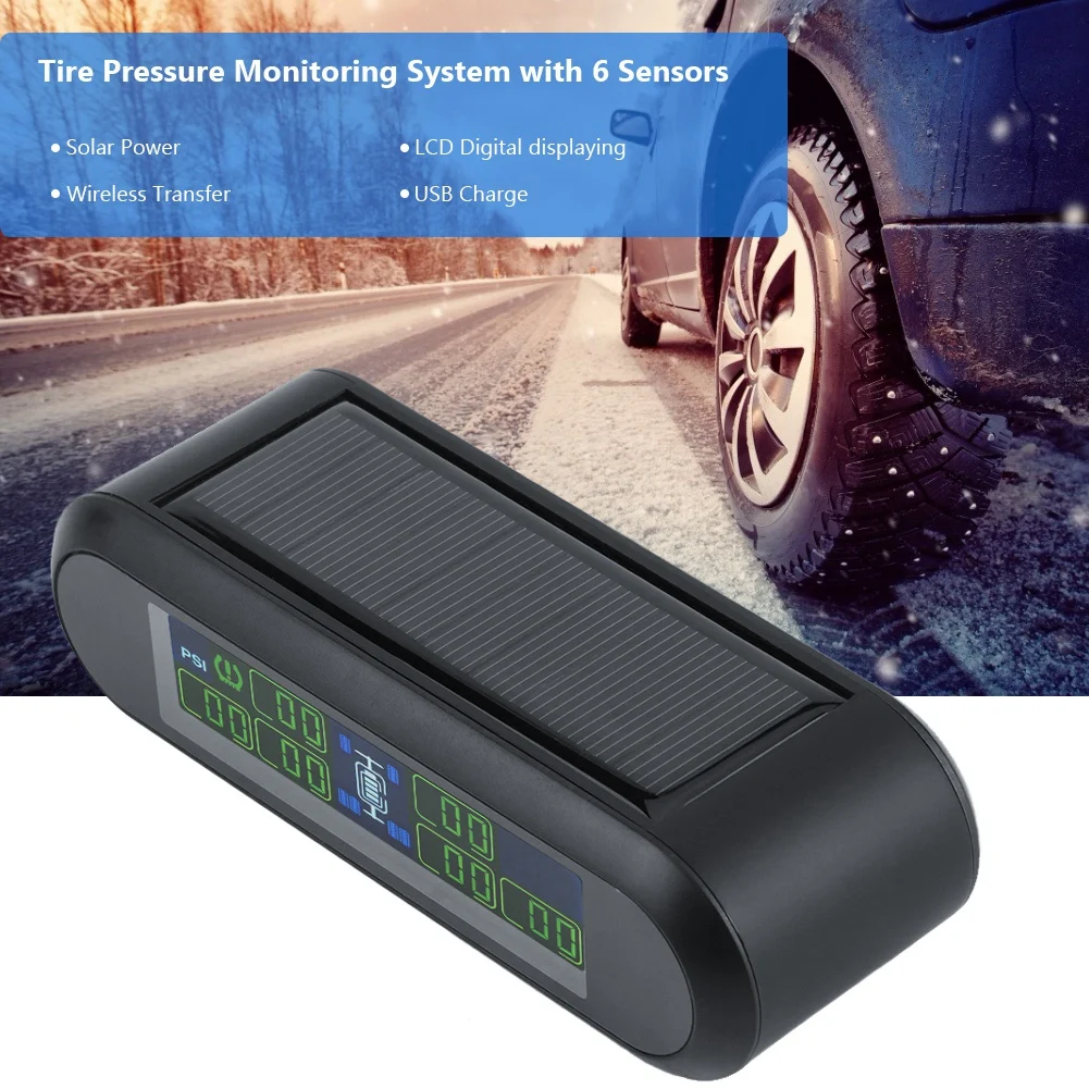 Система контроля давления в шинах TPMS беспроводной прибор с ЖК-монитором и 6
