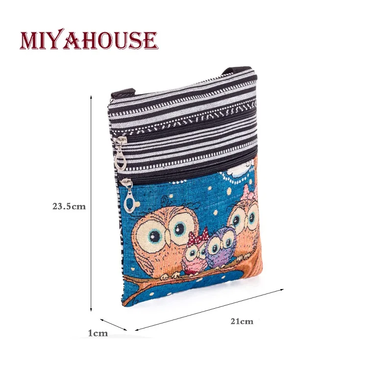 Сумка на плечо Miyahouse с вышивкой в виде совы женский мессенджер мультяшным принтом
