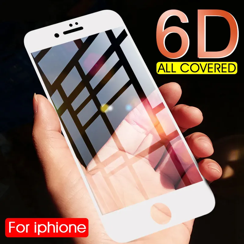 Защитное стекло 6D для iPhone 6 6s 7 Plus X XS MAX полное покрытие закаленное Защитная пленка