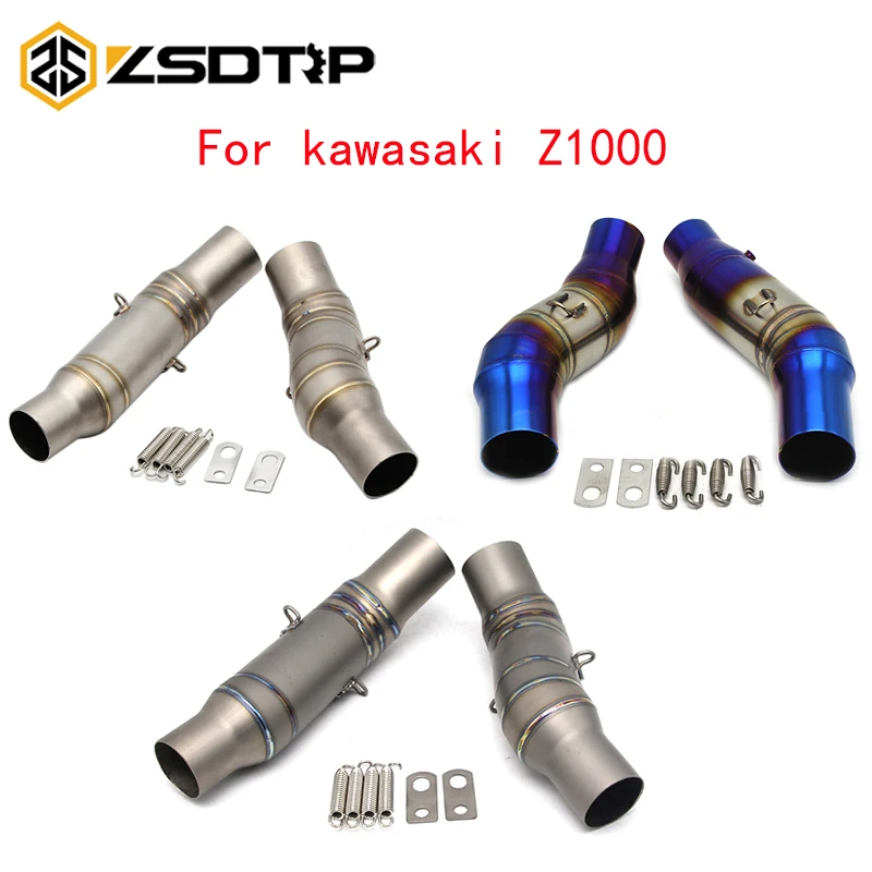 

ZSDTRP Universal Motorcycle Kawasaki Z1000 Exhaust System Middle Link Pipe Stainless Steel 2010-2016